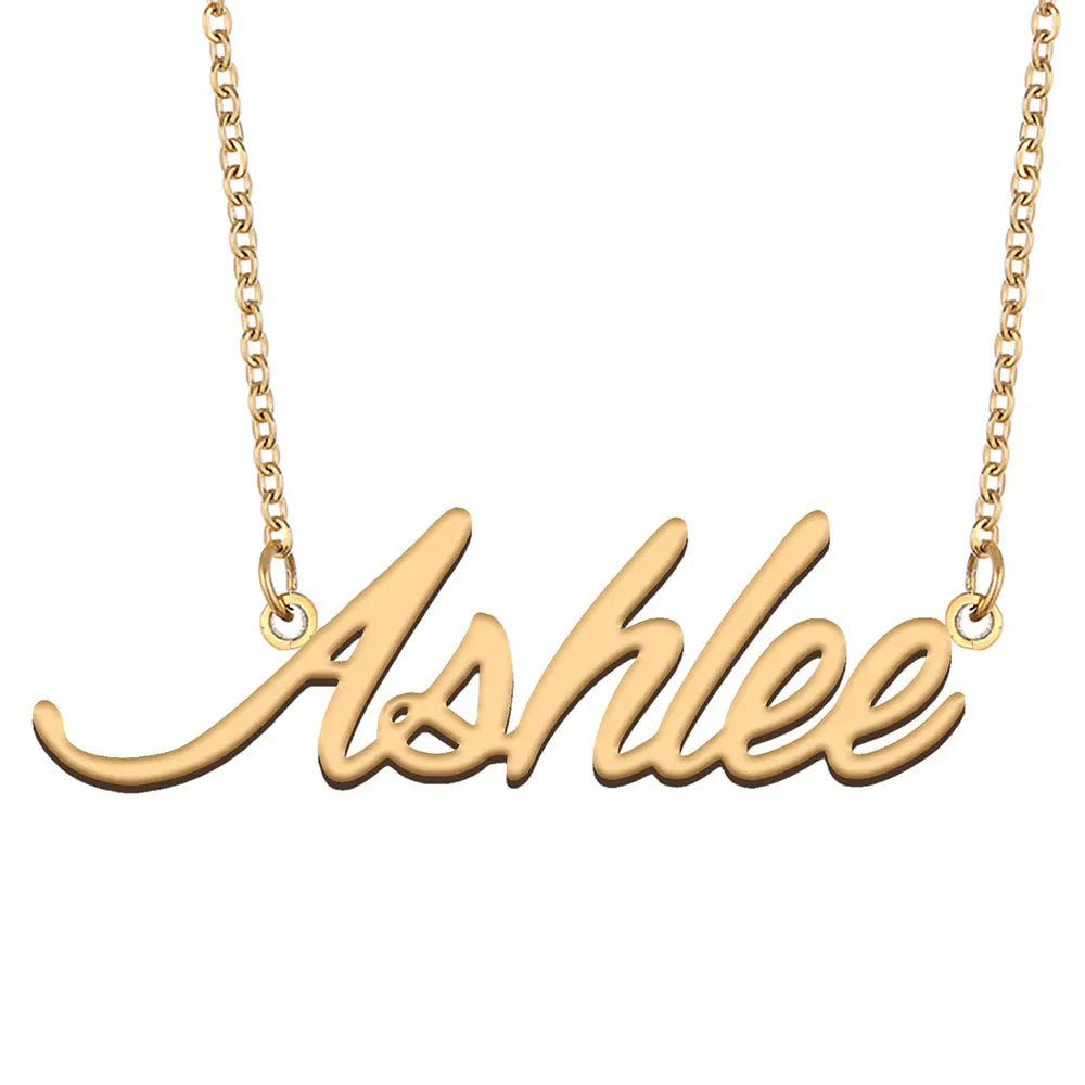 

Ashlee Name Necklace for Women Stainless Steel Jewelry Gold Color Nameplate Pendants Collares Para Mujer Letters Choker