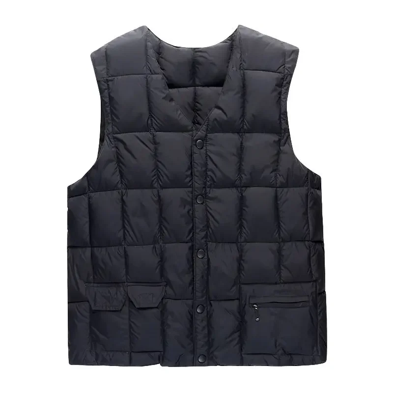 

Mens Vest Jacket Sleeveless Jackets Winter Thick Warm Lightweight Waistcoat Brand Loose Cotton-Padded V-neck Buttons Coat XL-5XL