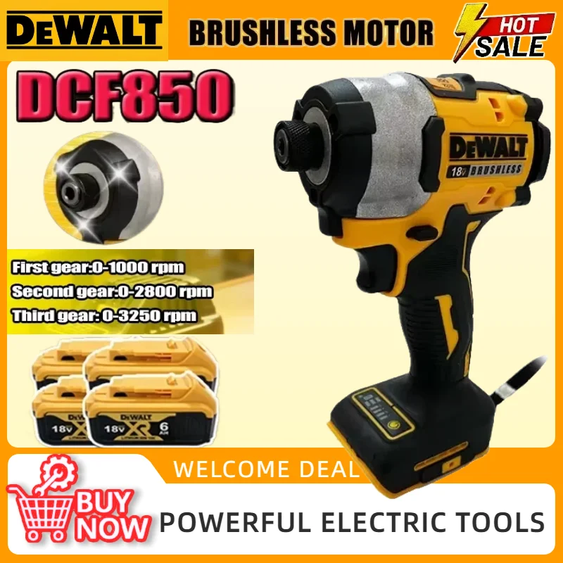 dewalt-dcf850-205nm-brushless-impact-driver-cordless-screwdriver-18v-rechargeable-electric-impact-drill-power-tools
