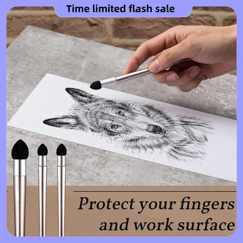 

A40T 6 Pcs Artist Blending Sponge Pen Set Reusable Sketch Rubbing Sponge Brush Washable Drawing Correction Sketch Tool Kit 3 Siz