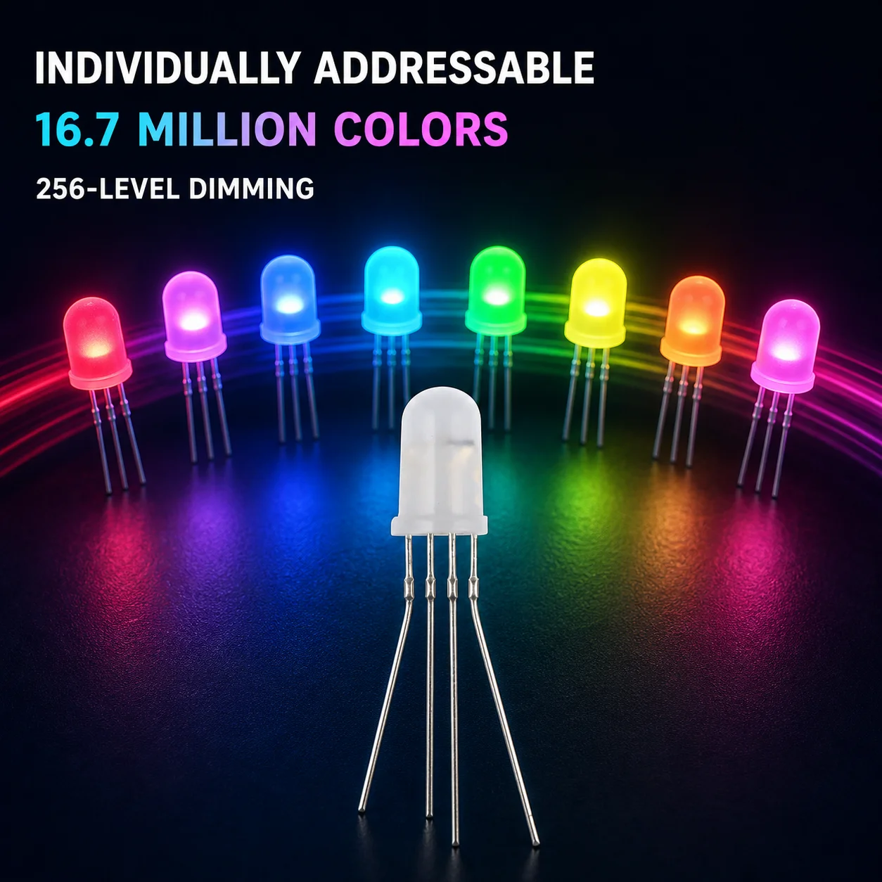 20pcs-1000pcs DC5V WS2812D YF923 SK6812 F5 5mm F8 8mm Round RGB LED WS2812 Chipset Inside RGB Full Color Frosted LED Chips