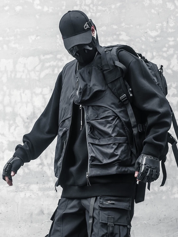 

Avant-Garde Deconstruction Design Stitching Multi-Pocket Techwear Style Streetwear Vest Puffer Jacket High Street for Men