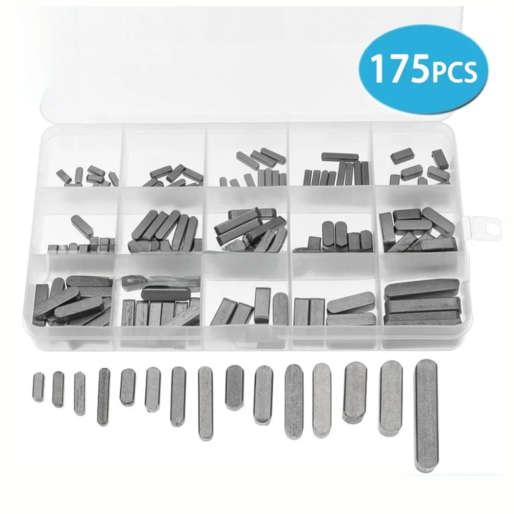 175pcs Car Flat Key Pin Carbon Steel Boxed Parallel Pins 3/4/5/6mm Parallel Drive-Shaft Key Stock Assortment Set Car Accessories
