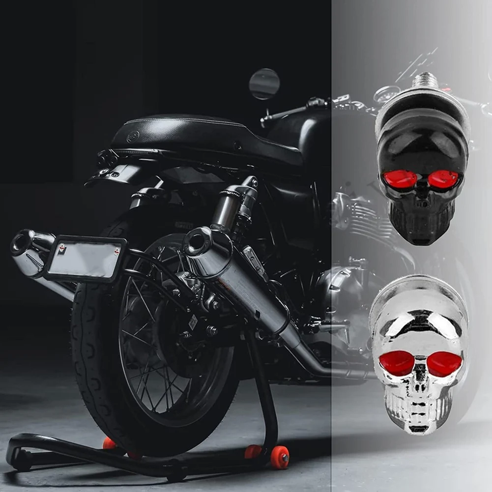 2pc Skull Shaped License Plate Frame Bolts For Motorcycle Frames Compatible With Standard 6mm Mounting Points Screw Fastener Cap