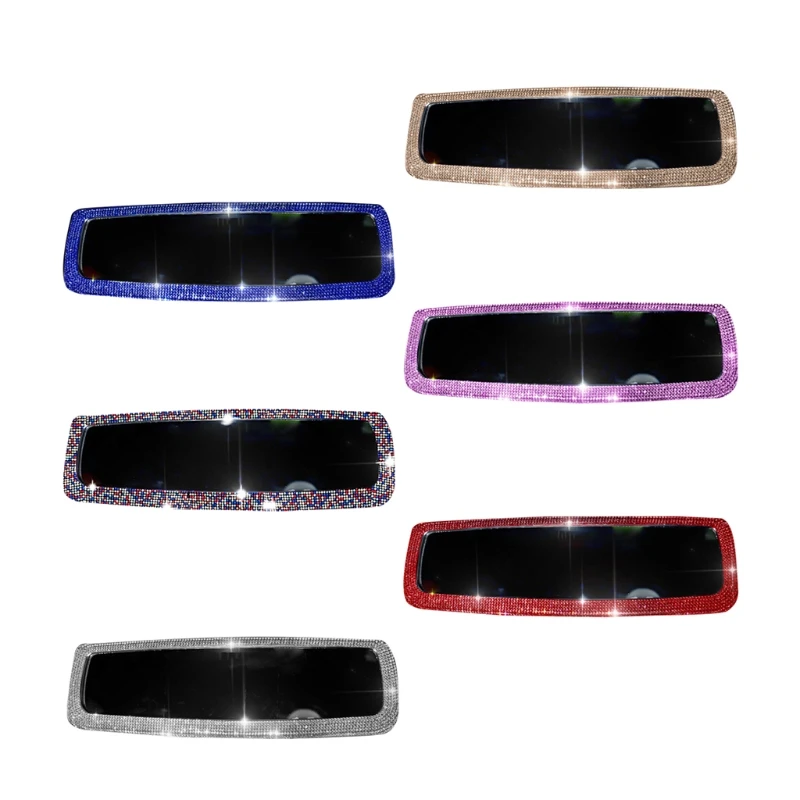 Q39F Blingbling Car Interior Accessories Car Inter Rearview Mirror for Rhinestone Cover Clip Crystal Decor Wide-angle Le