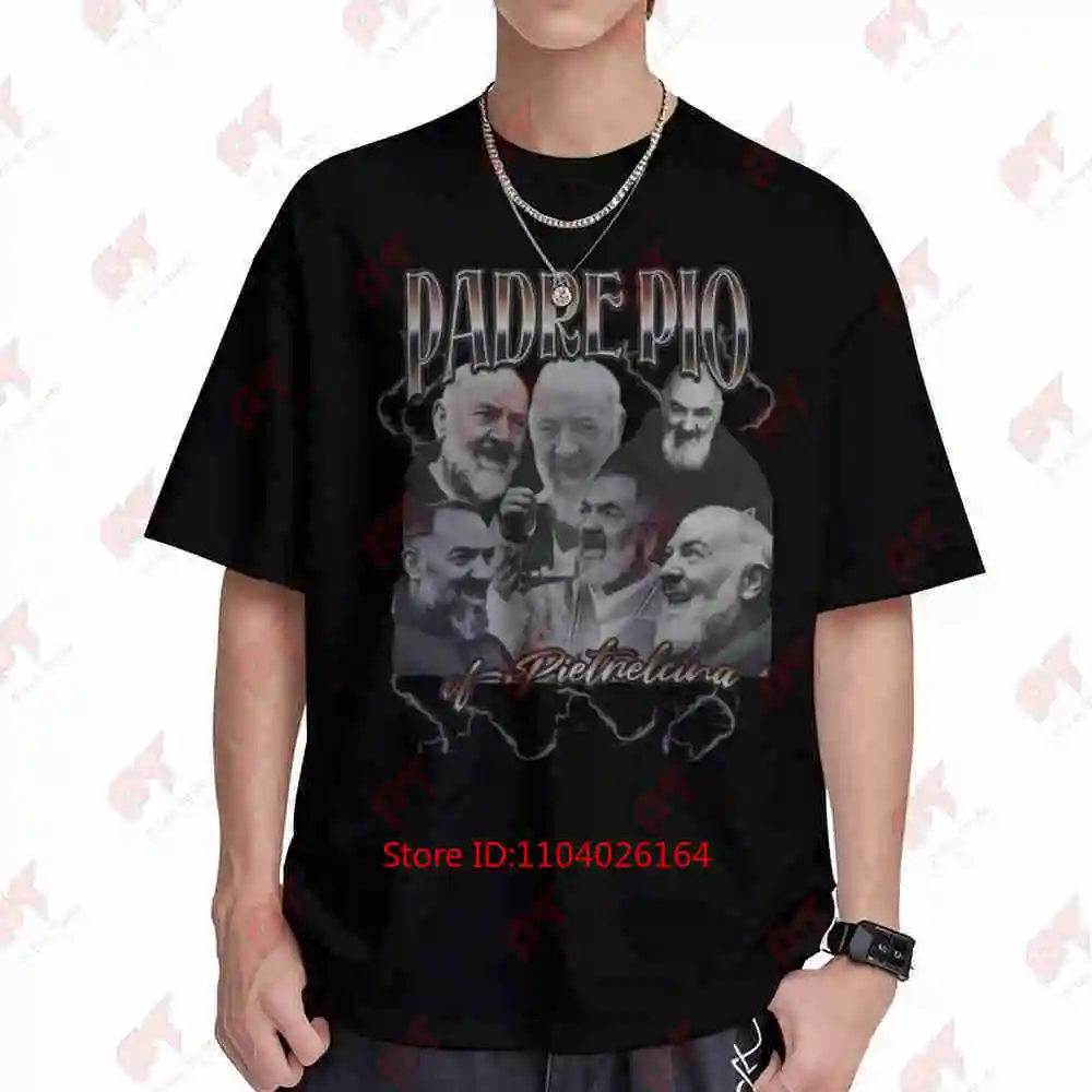 Padre Pio Retro 90s Catholic Saint Confirmation Short Sleeve Tee 100% Cotton T-Shirt