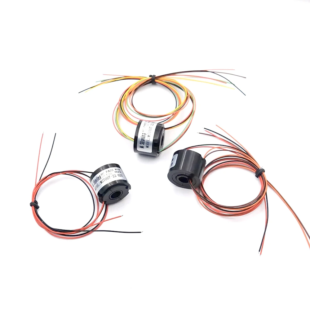 Anel deslizante elétrico com furo, Eixo oco para mesa de jantar PTZ, Acessórios do rotor, Diâmetro 7mm 1.5A, 2 4 6 Canais