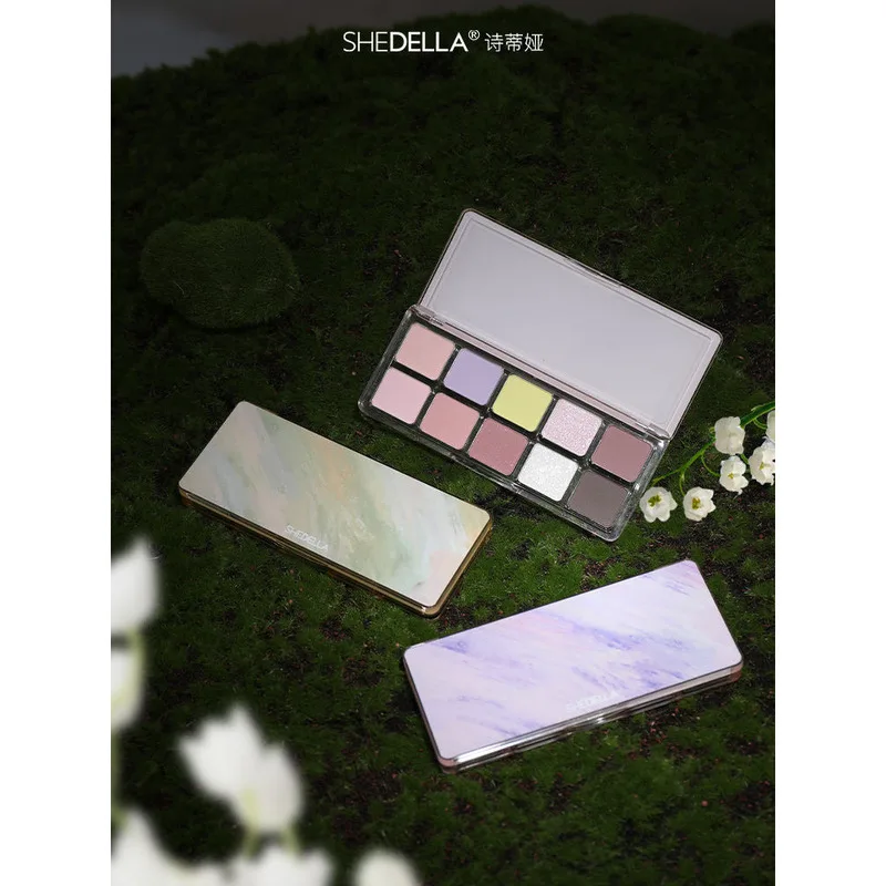 Sitiya Spring Ten colori Ombretto a bassa saturazione Fine Shimmer Blu Rosa Tavolozza completa Toni terrestri convenienti