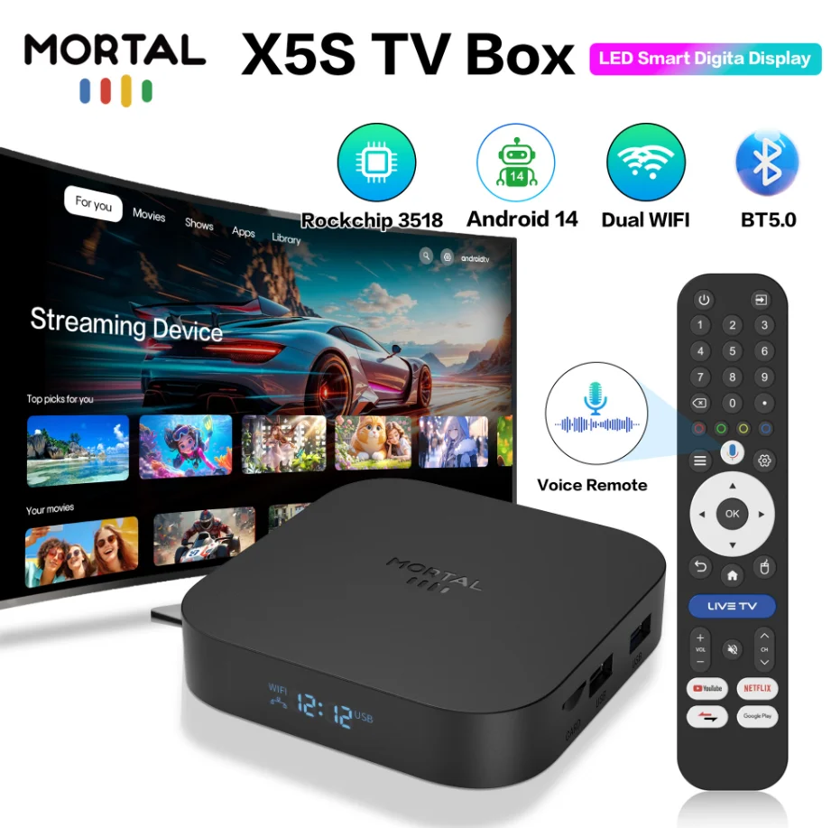 2026 New Smart TV Box X5S RK3518 Android 14 WiFi 6 BT 5.4 Dual UI Interface 8K Ultra HD  2GB RAM 16GB ROM Smart Media Player