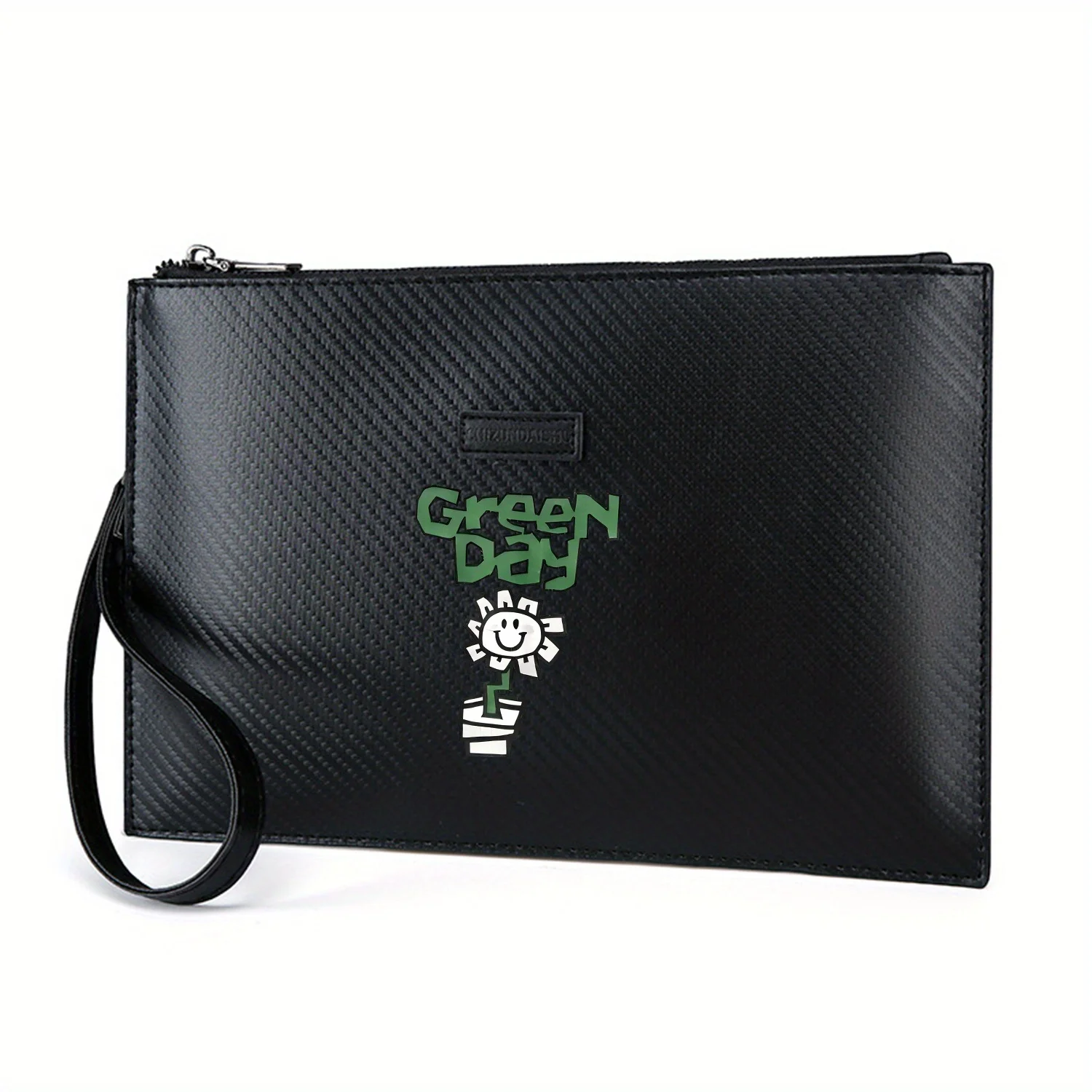Green Day logo with smiling flower Elegant Printed PU Men's Handbag Fashionable and Practical for Everyday Carry