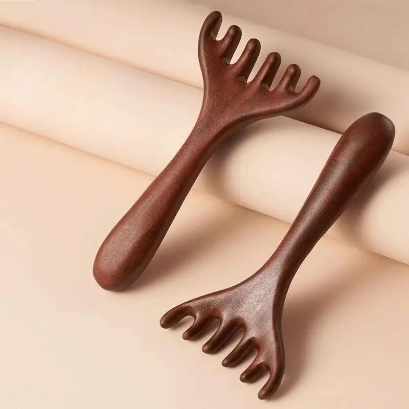 

Wooden Meridian Massage Comb Body Gua Sha Tool Anti-static 6-Claw Head Massager Promote Blood Circulation Cepillo Para Cabello