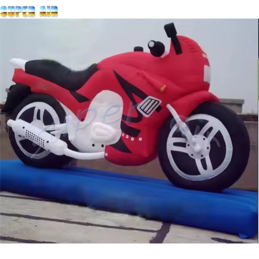 

Новая модель спортивного надувного мотоцикла красного цвета для спортивных игр с вентилятором.