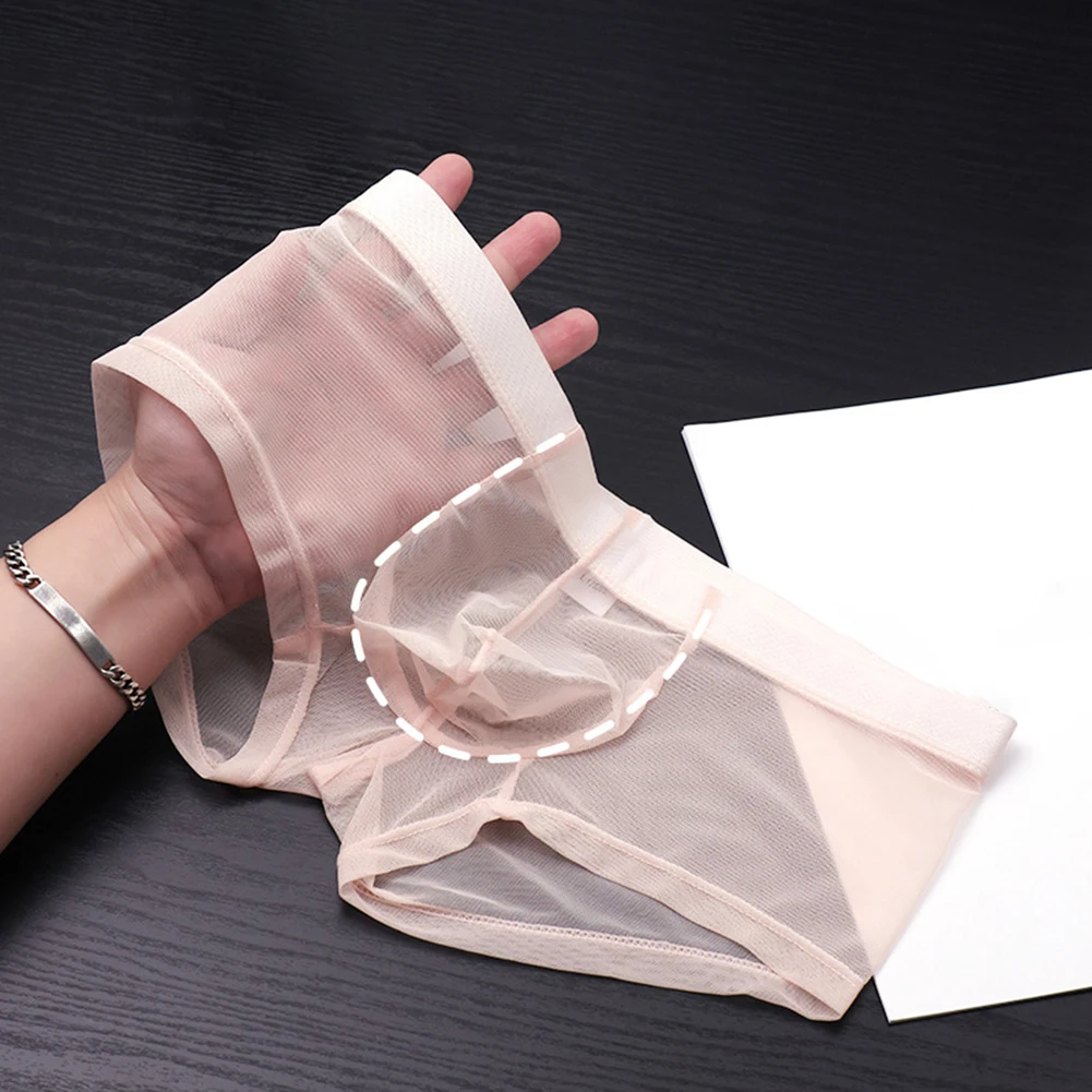 

Сетчатое нижнее белье, дышащие плавки, новый сорт, классический стиль, удобные прозрачные боксеры, сексуальные абрикосовые боксеры