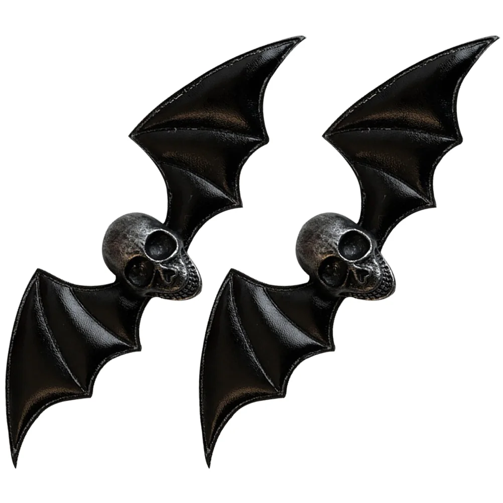 2 Pcs Hair Clip Punk Wing Clips Gothic Accessories Resin Bat Miss Women Halloween for Skull