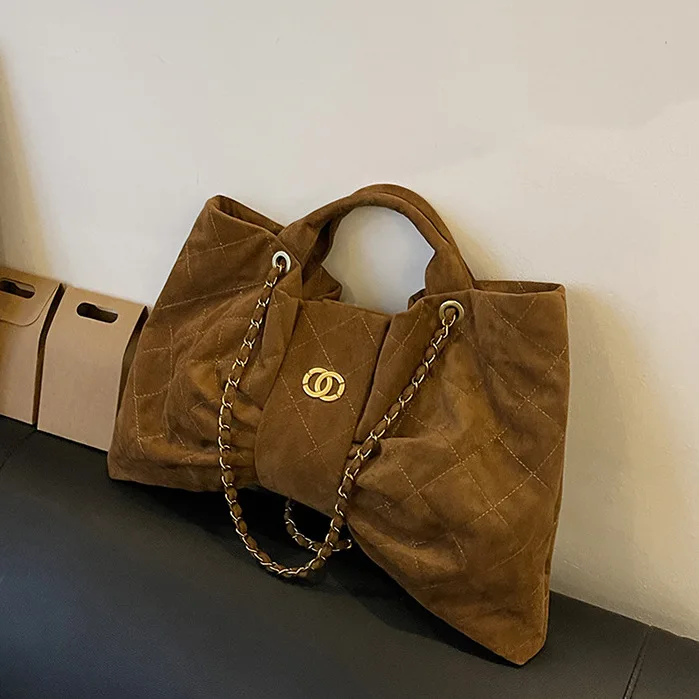 

​ Просторная женская сумка-тоут 2025, многофункциональная стеганая сумка через плечо, замшевая сумка через плечо большой вместимости на каждый день ​