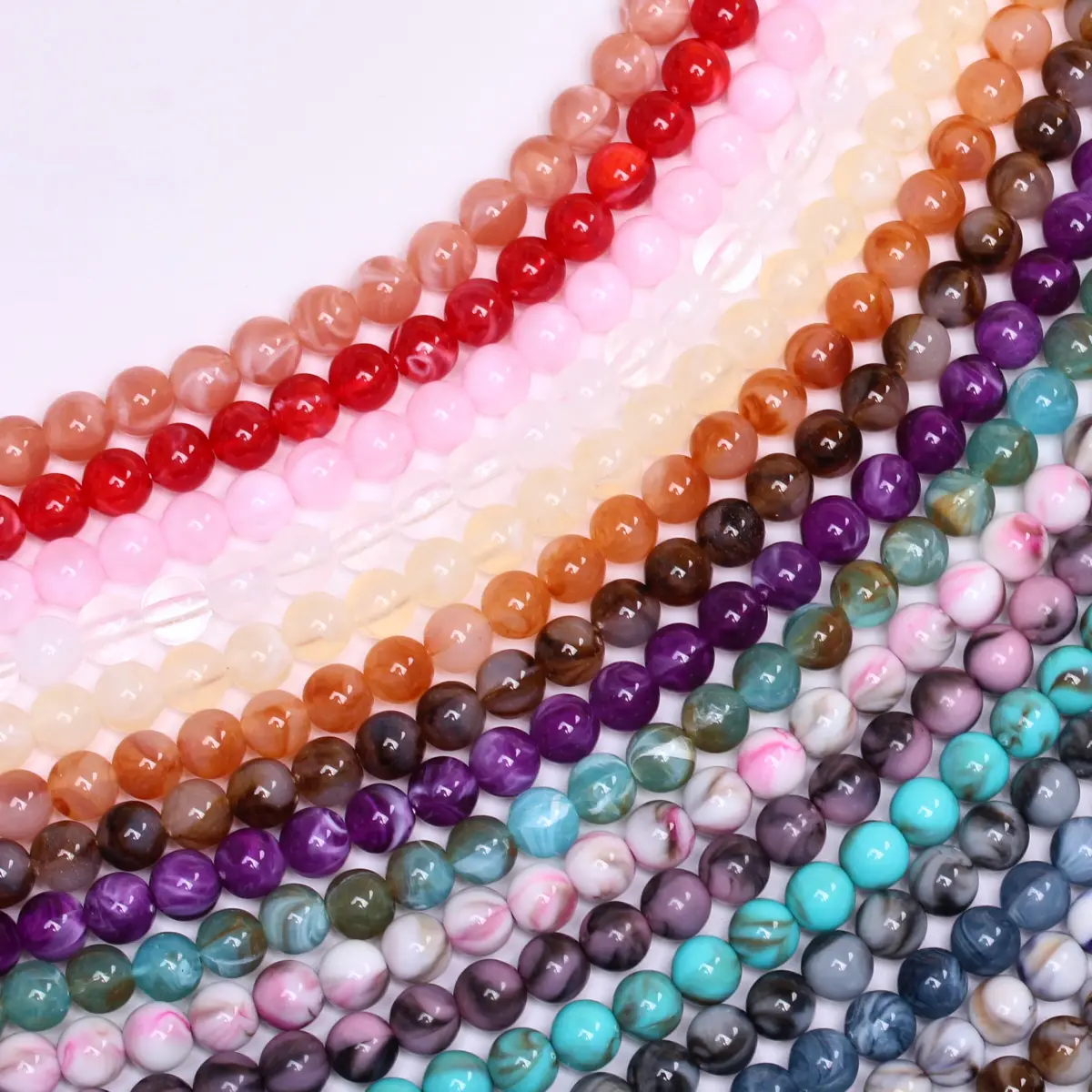 8mm 30pcs/bag  Imitation Jade Stone Loose Round Resin Beads Jewelry Making Bracelet Necklace Accessories