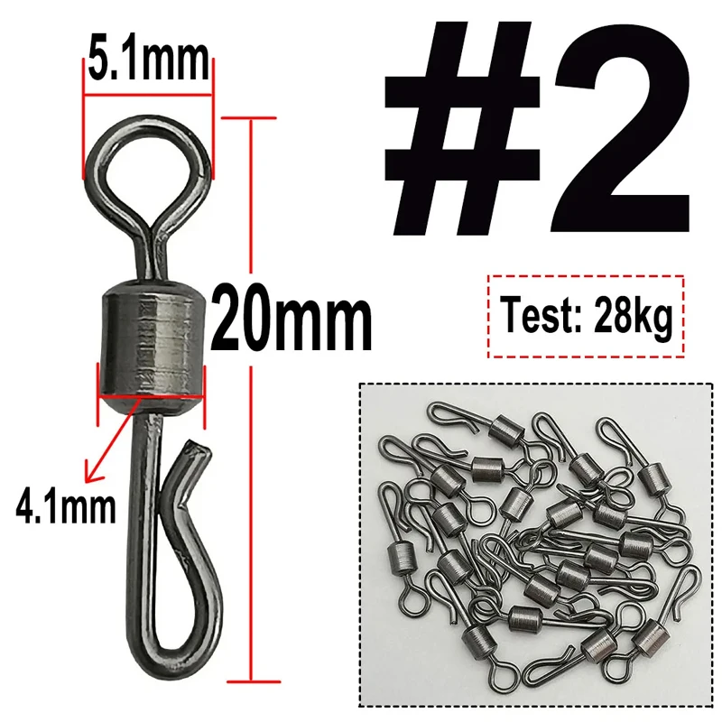 50pcs Bearing Swivel Fishing Connector Q Shaped Quick Change Swivels For Carp Fishing Terminal Tackle Accessories image 3