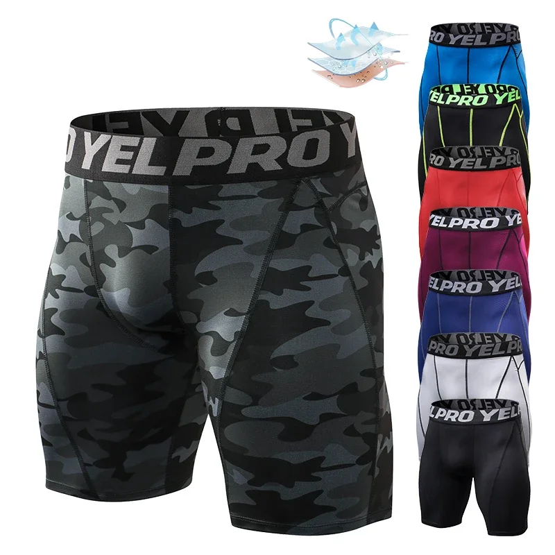 

Мужские компрессионные шорты для фитнеса, спортивные шорты для бега, плотные дышащие быстросохнущие эластичные шорты с поясом для спортзала