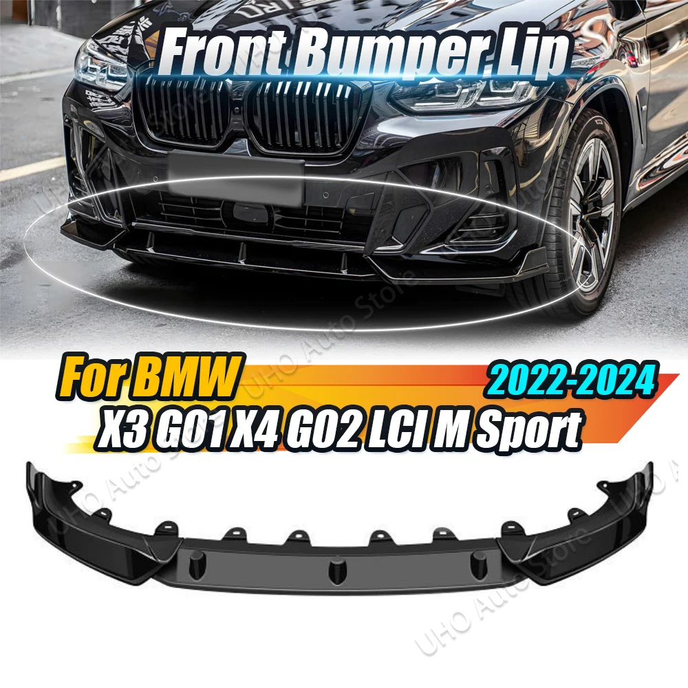 Car Front Bumper Splitter Lip Trim Spoiler Diffuser Guard Body Kit For BMW X3 G01 X4 G02 M Sport LCI 2022-2024 iX3 G08 M40i M40d