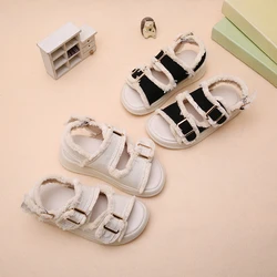 2024 nuovo stile estivo alla moda confortevole Casual resistente all'usura e semplice nappa Open-toe pantofole da spiaggia con suola morbida per bambini