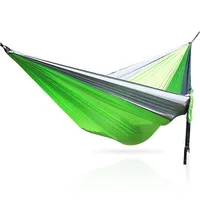 2 Person Portable Outdoor Camping Hammock With Nylon Color Matching Hammock High Strength Parachute Fabric Hanging Bed Hunting
