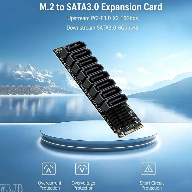 W3JB 8 Port PCIe SATA3.0 6 Gbit/s Controller Karte M.2 NVME PCIE Schnelle Datenübertragung Aluminium Kühlkörper für Desktop – Detail 5