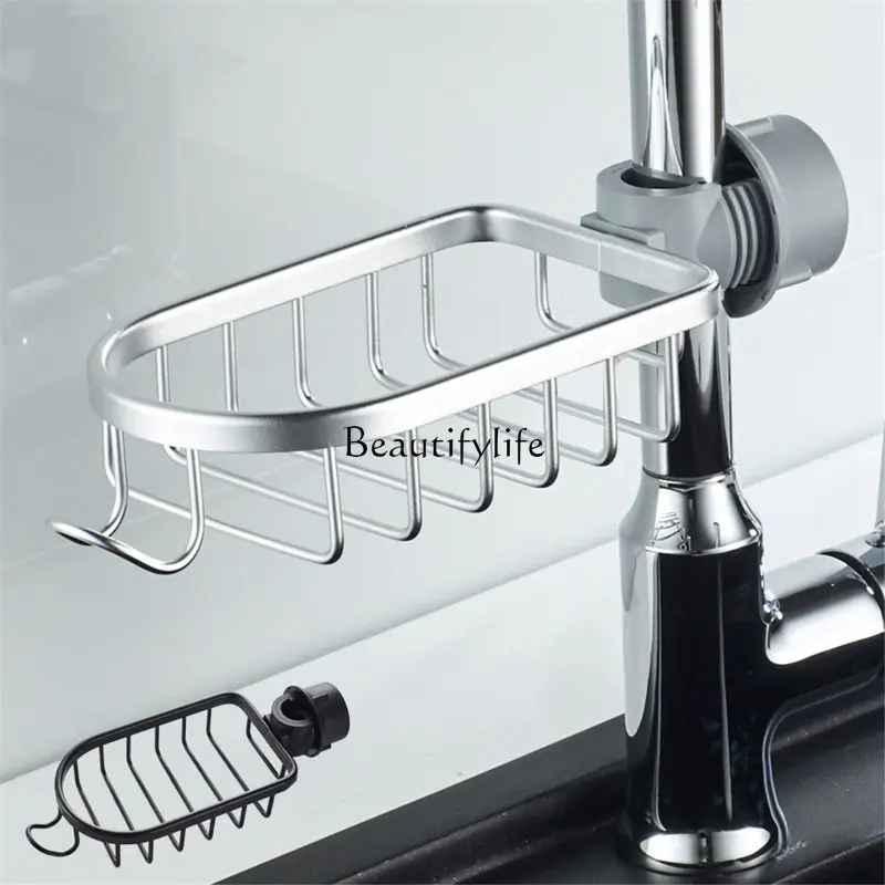 

jj4 Bathroom Shelf Black Shower Storage Basket Storage Rack Adjustable Faucet Drainage Shelf Kitchen Sundries Storage Rack