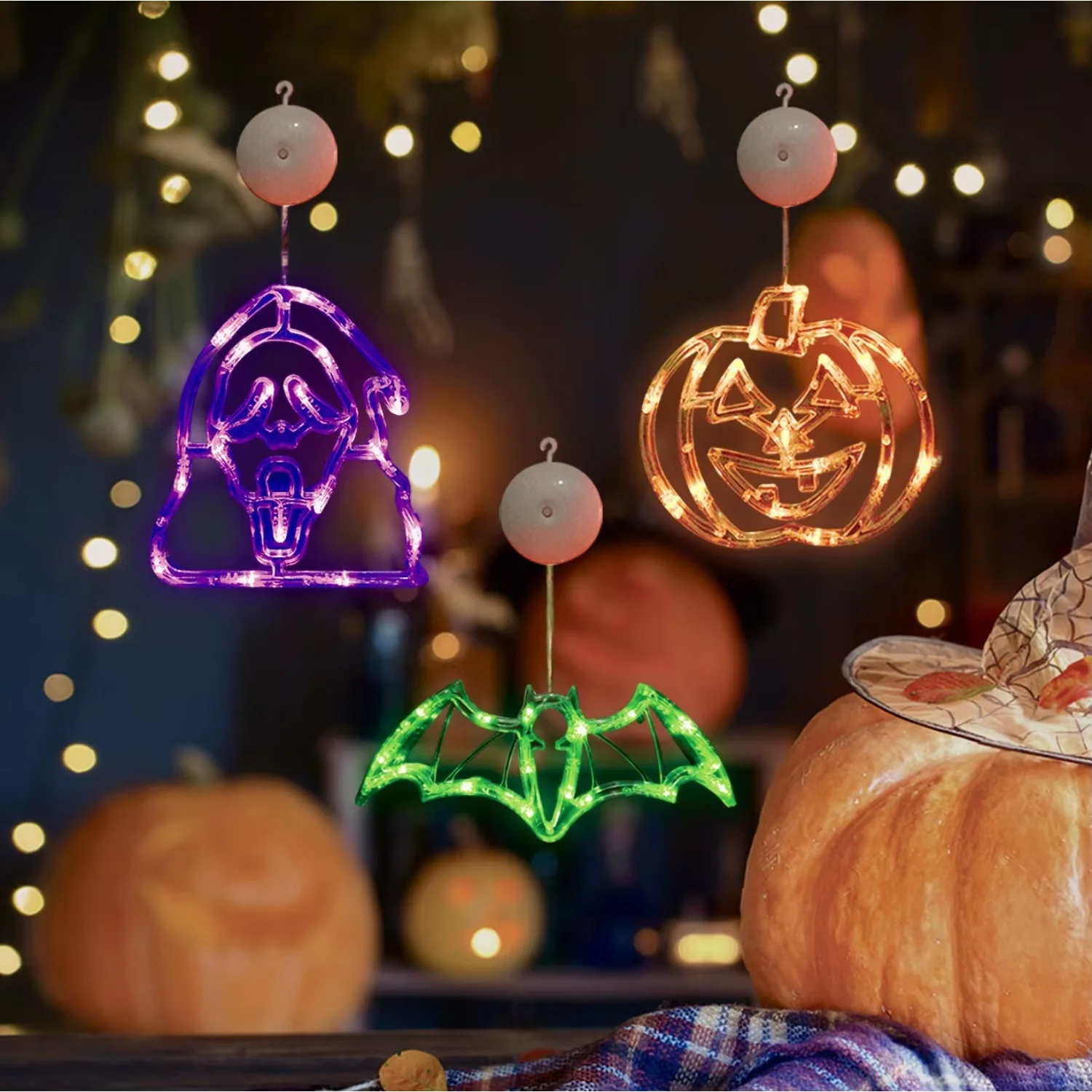 Halloween Lights Holiday Party Decoration Ghost Light Jack-o '-lantern String Hanging Spider Led Suction Cup Light