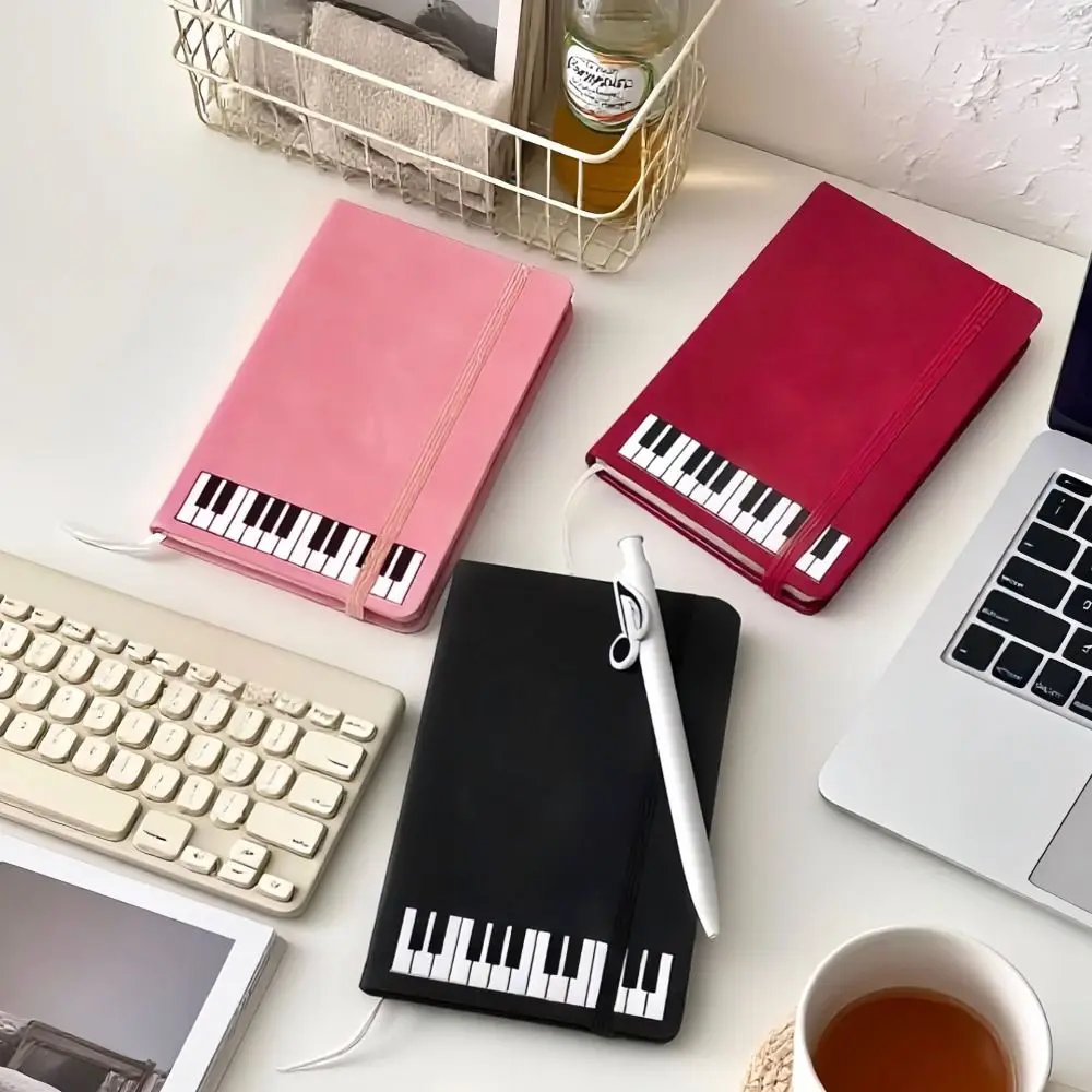 Gift PU Cover Piano Notebook Smooth Writing Paper Portable A5/A6 Planner Diary Multiuse Music Theme Music Journal Office Workers