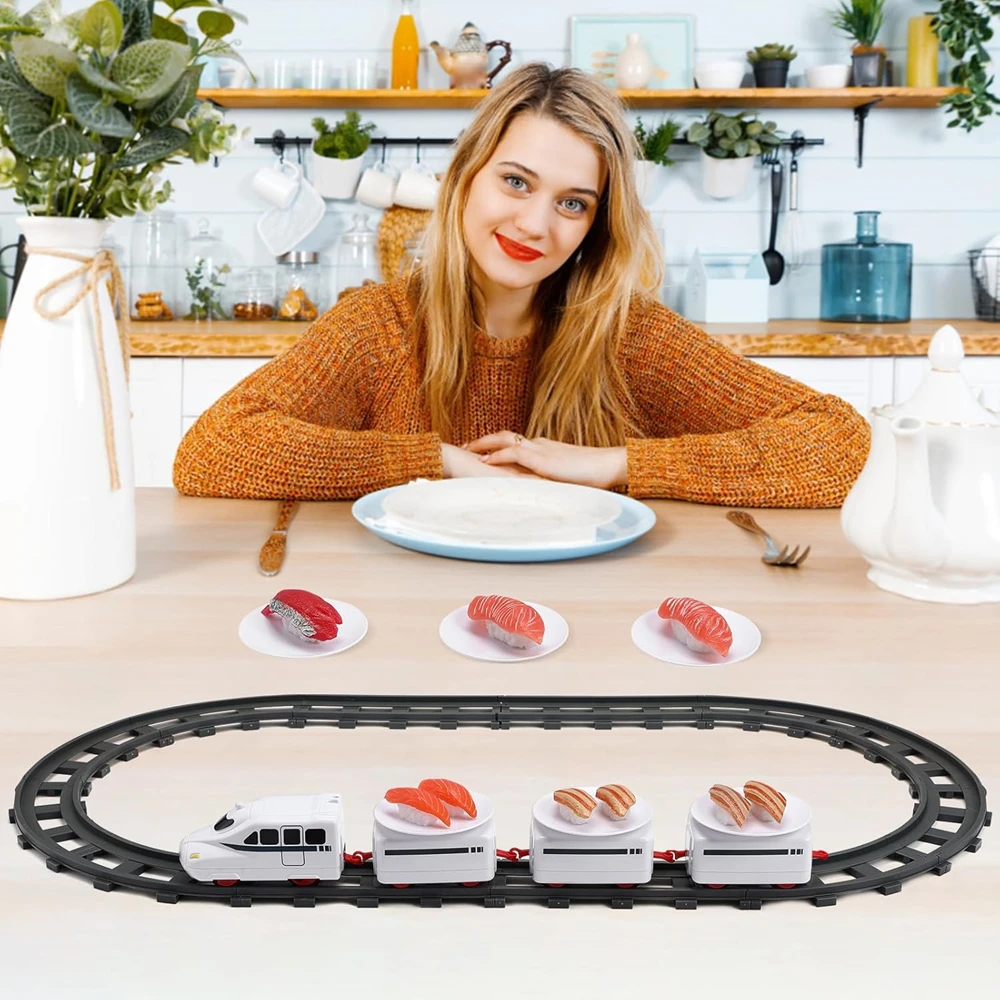 Toy Train Track Set - Elektryczny zestaw do sushi z obrotową