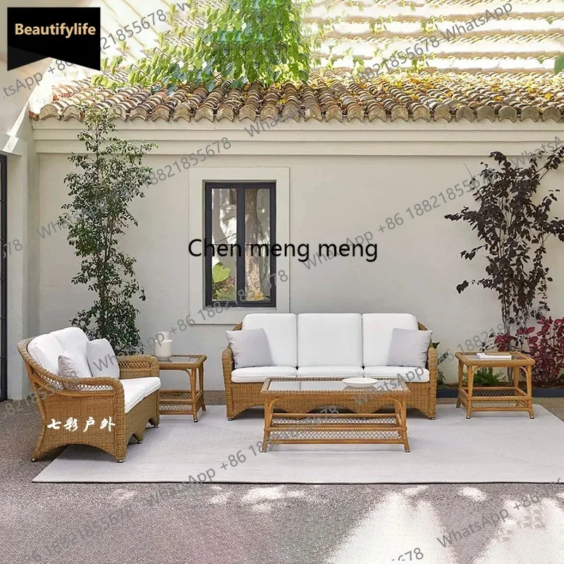 

D80 Outdoor sofa courtyard villa rattan furniture leisure outdoor terrace balcony rattan chair sofa combination