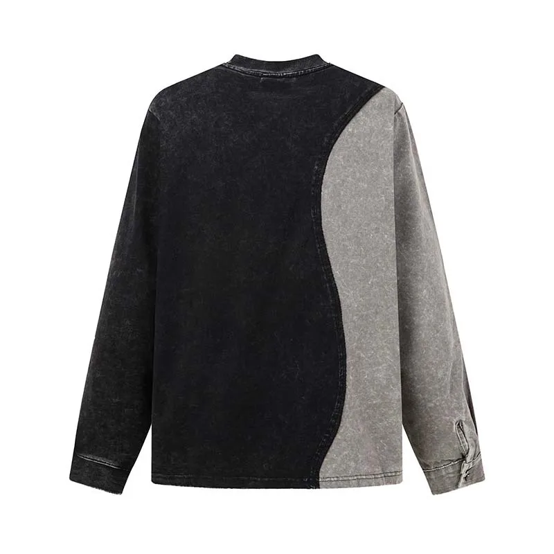 Men's Fashion High Street Vintage Hoodies Streetwear Patched Sweatshirt Washed Retro Pullover Hoody Loose Fit Y2K Tops