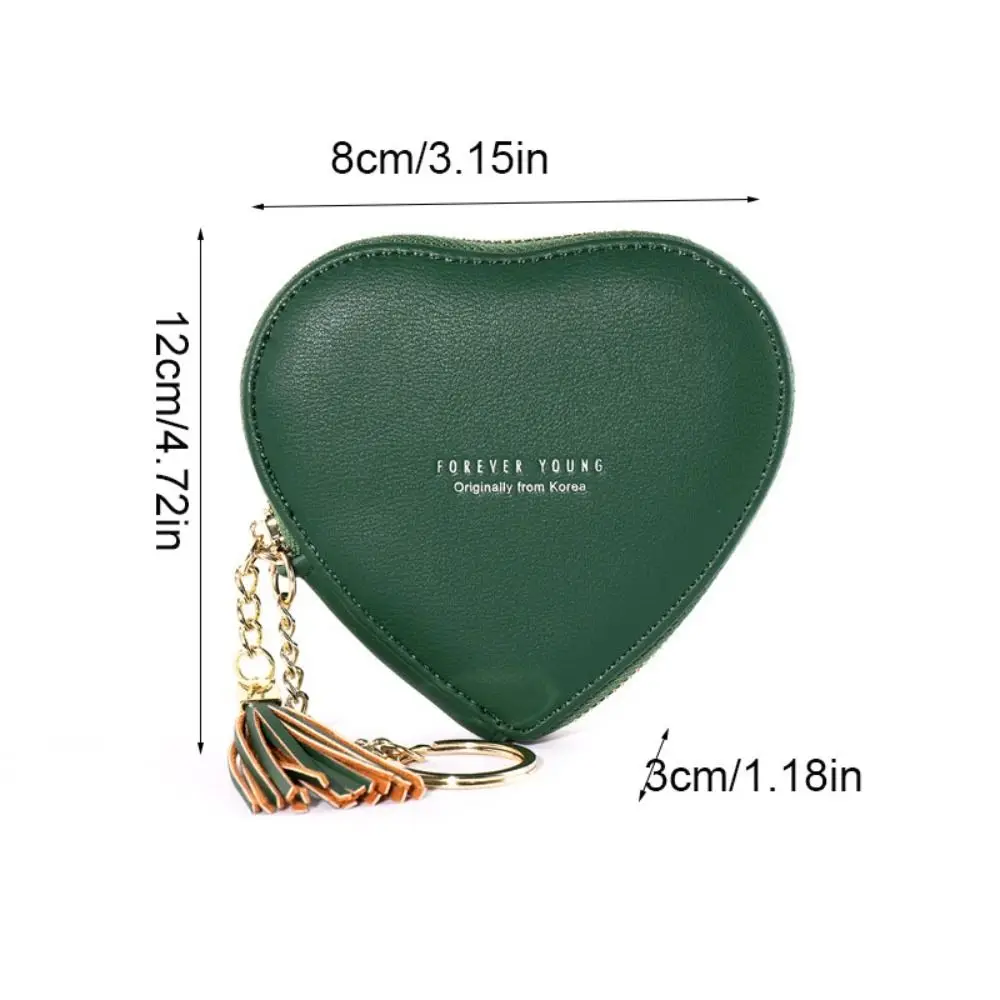 الحلو سستة شكل قلب المحفظة شرابات بو الجلود الحب القلب عملة محفظة صغيرة مخلب حلقة رئيسية سماعة حقيبة السيدات