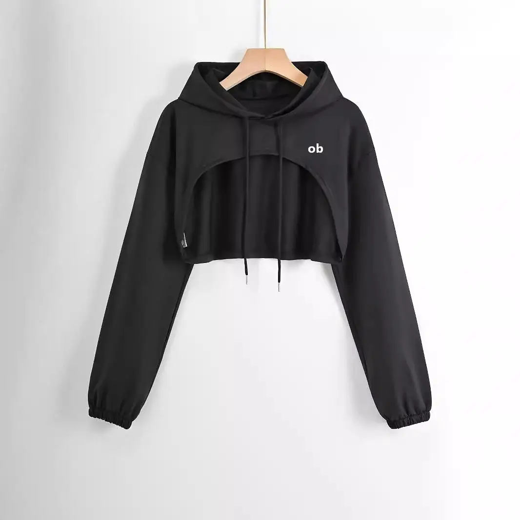 2026 Women's Lightweight Fish Scale Fabric Short Hooded Sleeveless Short-Sleeved Export Women's Sweatshirt with Open Stomach