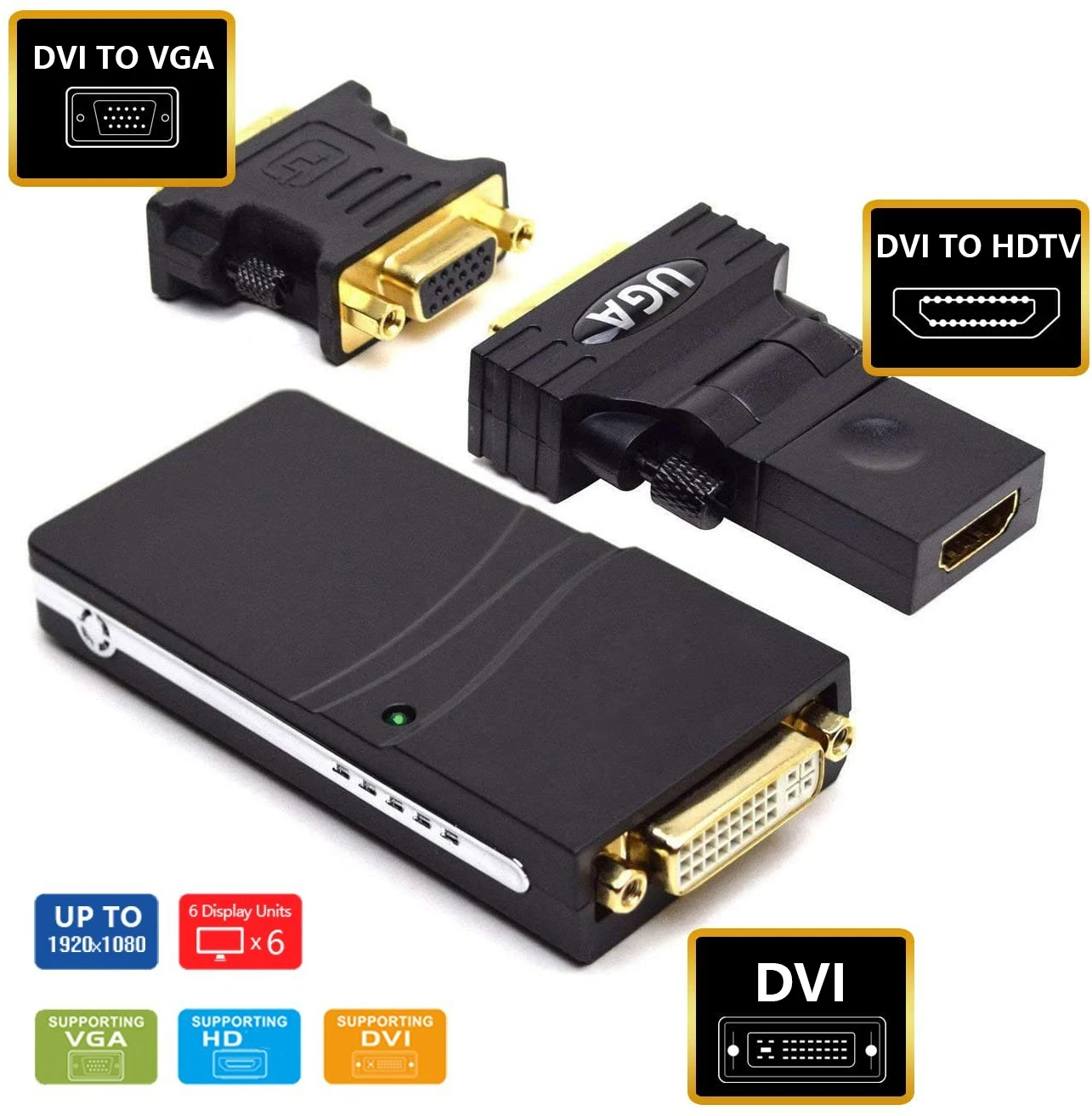 Nku External Graphic Video Adapter USB 2.0 To DVI/VGA/HDTV Multiple Monitors Display Extend/Mirror for Windows MacOS