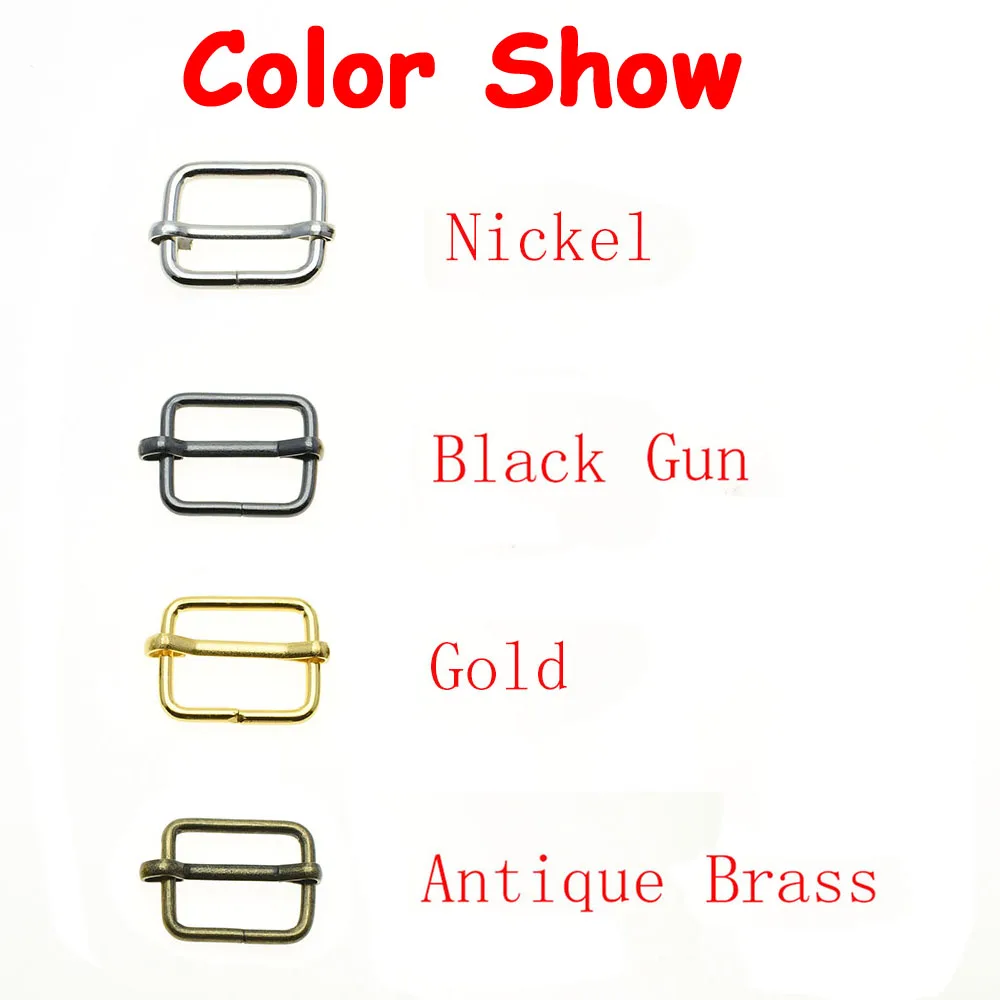 Fio-Formado Rolo Pin Buckles, Metal Slides, Strap Ajustador Slider, Tri-Glides, 10 pcs por pacote