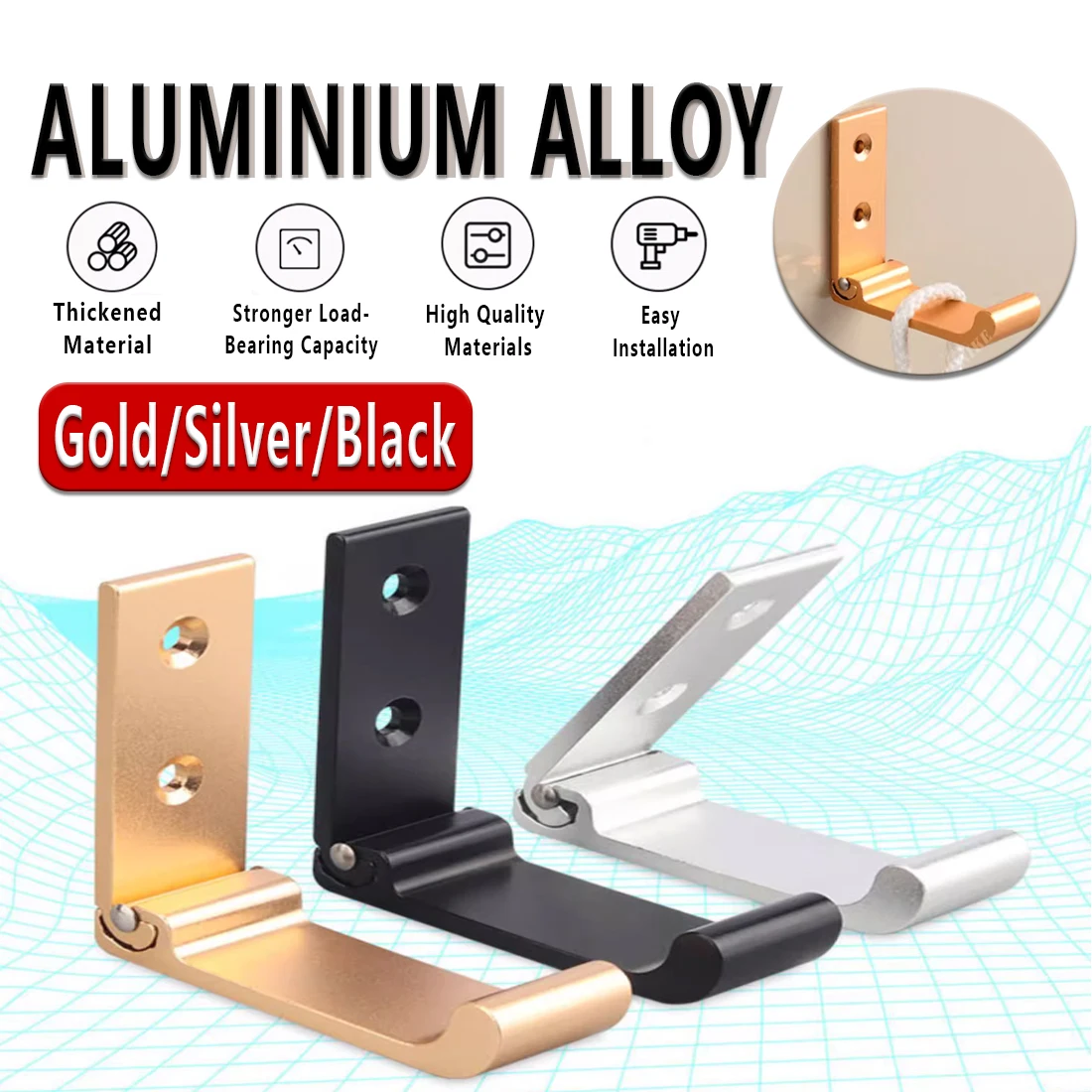 

Wall Mounted Heavy-Duty Aluminum Alloy Folding Coat Hooks Rust Resistant Folding Hooks for Hanging Coats Towels Hats Bag