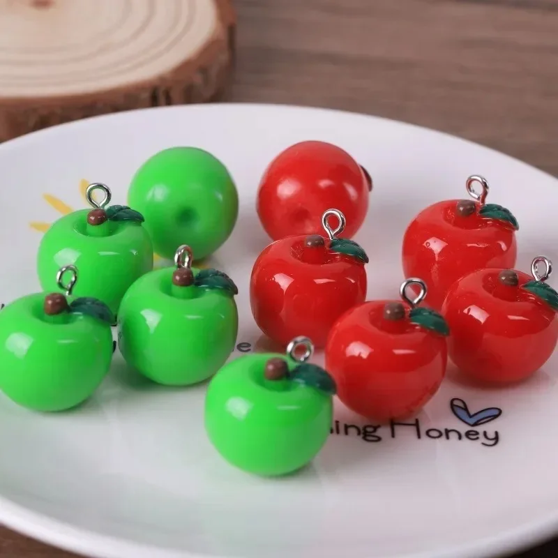 10Pcs 3D Mini Simulation Fruit Resin Charms Strawberry Apple Tomato Pendants Jewelry Making Findings For Keychains Earrings
