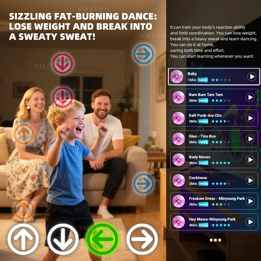 نظام اللعب النشط الذكي من VILCORN للأطفال والعائلات، وحدة تحكم ألعاب اللياقة البدنية التفاعلية مع ألعاب استشعار الحركة