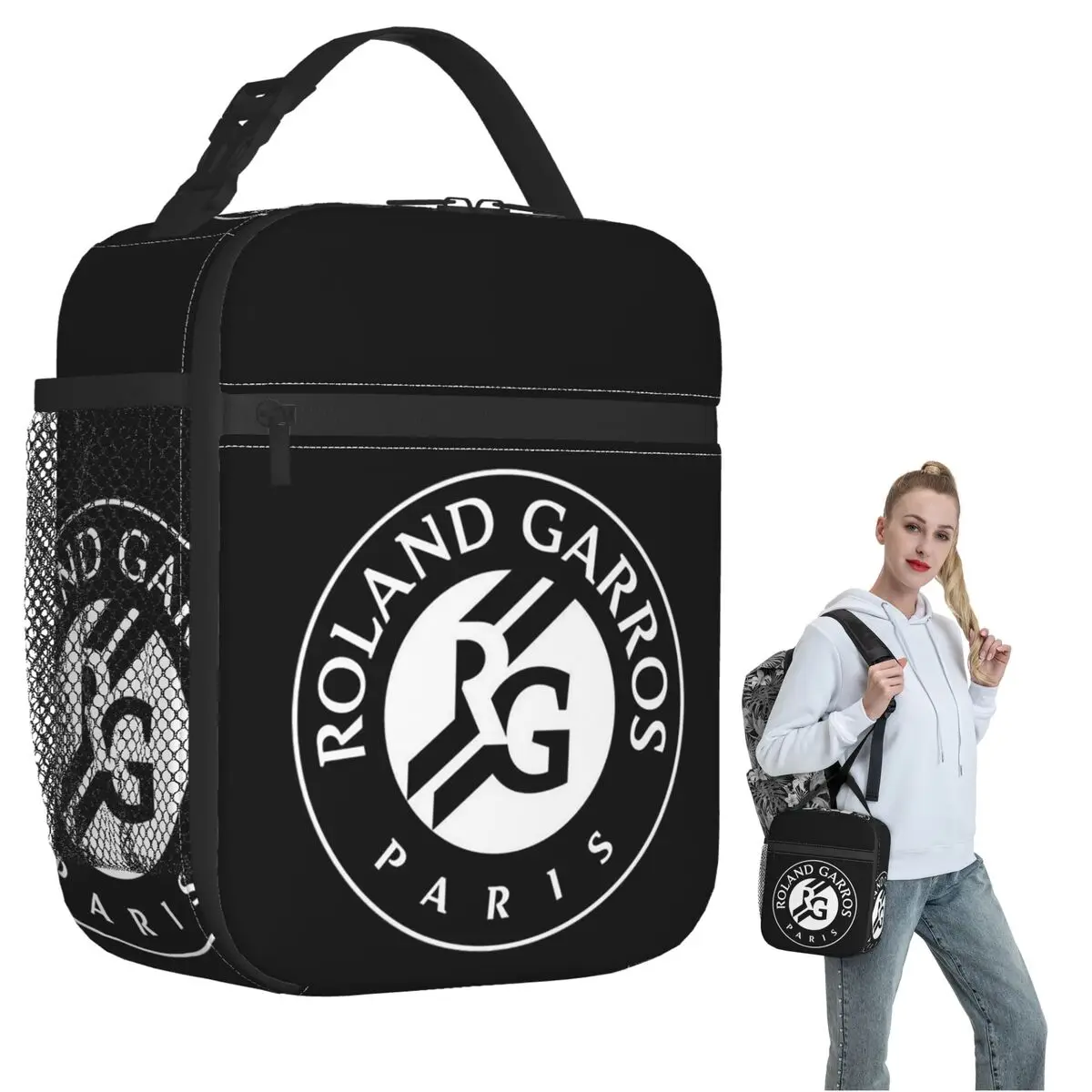 

R-Roland Garros Insulated Lunch Bag for Women Kids Portable Food Boxes Thermal Lunch Box Tote