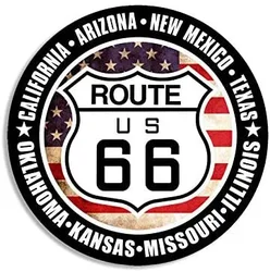 Car Stickers Funny US Vinyl Round US Route 66 Sign Travel Stickers PVC Waterproof Sunscreen 15cm