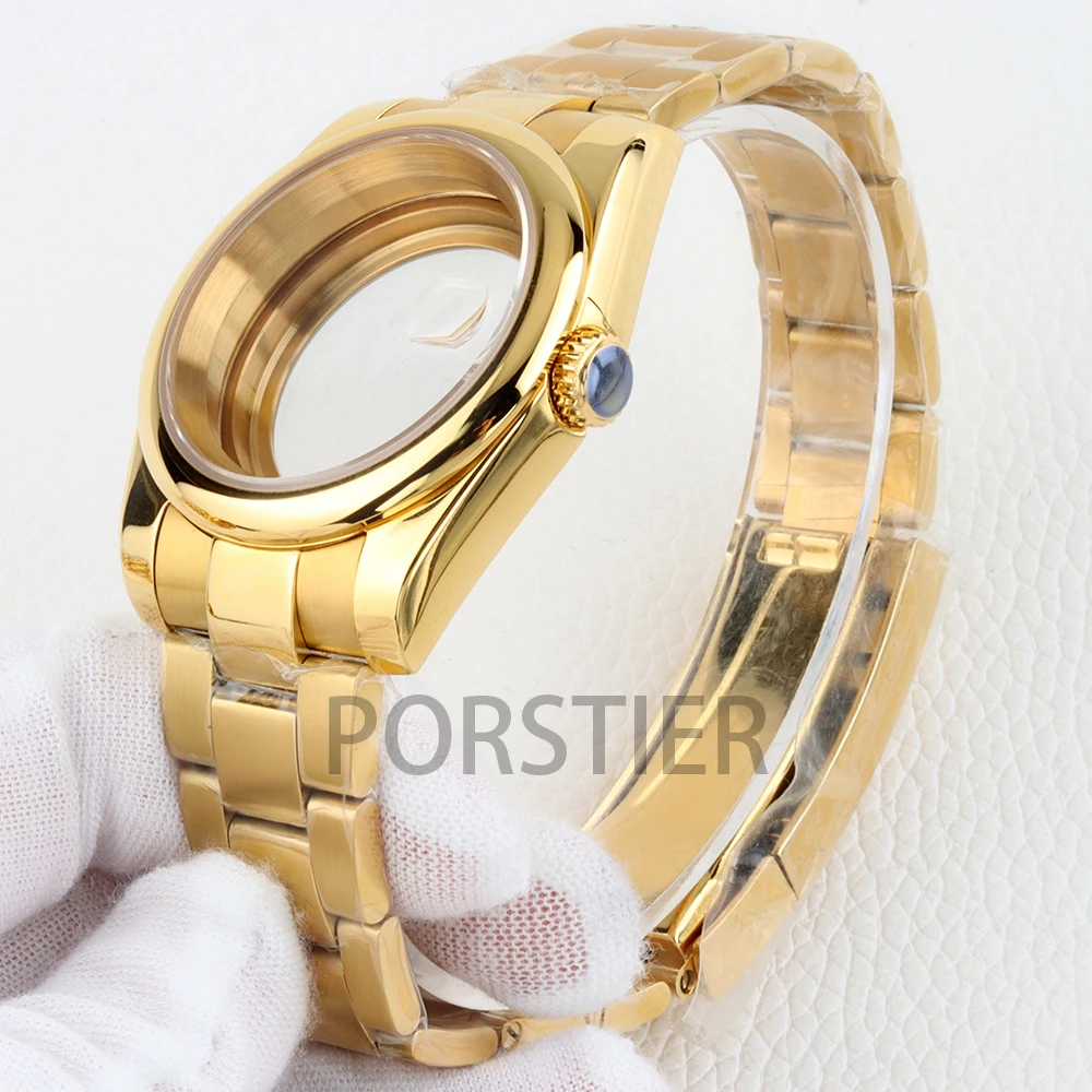 Pvd Gold 36mm/39mm NH35 Round Edge Case for Datejust NH35 NH36 Movement Sapphire Glass Presidential/Jubilee/Oyster Bracelet