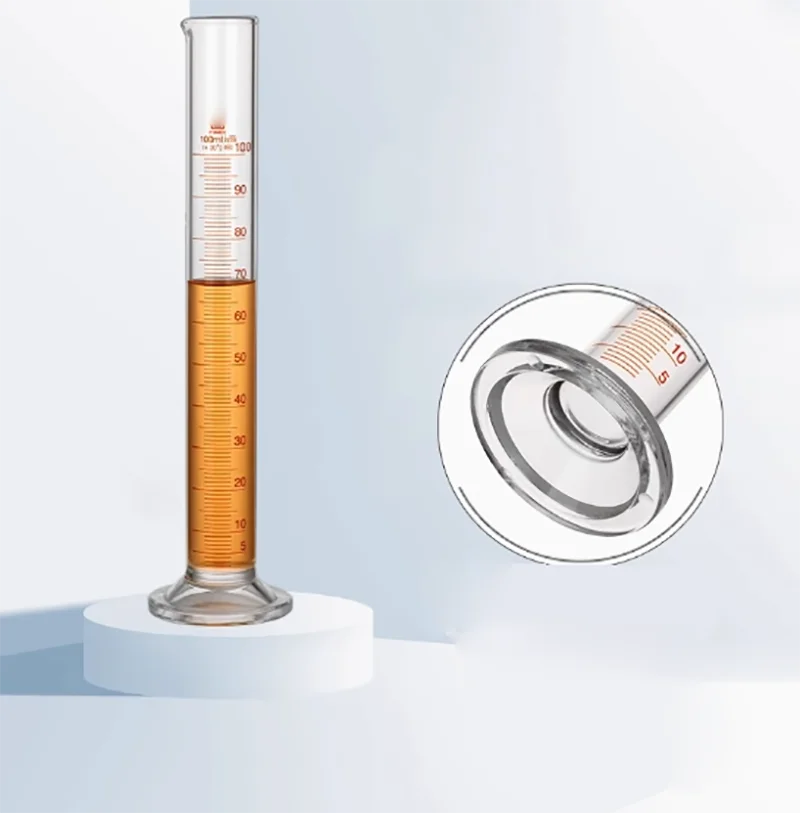 Cilindro graduado de petróleo de vidrio, prueba de rango de destilación, cilindro de medición con cilindro graduado, 100ml