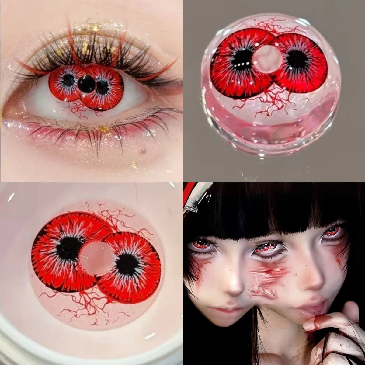 VISUASHOW Gelbe Anime-Cosplay-Farbkontaktlinsen, 1 Paar, halbjährlich verwendbare Einweg-Augenlinsen für Cosplay-Halloween-Partys – Detail 10