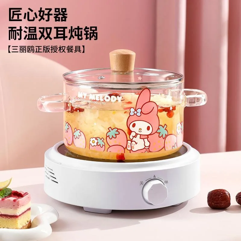 

Sanrio My Melody Anime Kawaii Ins Glass Bowl with Lid Cute Cartoon Household Tableware Bowl Fashion Lovely Gifts for Girls