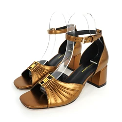 2025 Women's Summer Open toed Fashion Coarse Heel Sandals Italian Design GJ Luxury Brand Outdoor High Heel Non slip Sandals