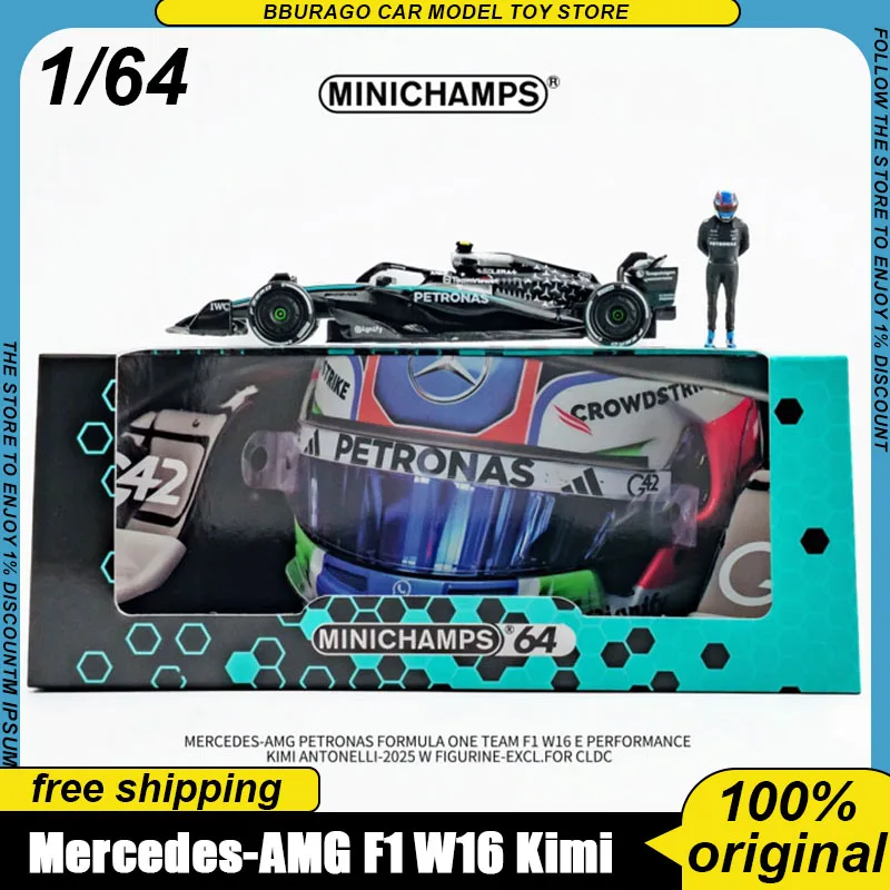 

Minichamps 1:64 Mercedes-Amg F1 W16 Kimi Antonelli 2025 Replica Malaysia Diecast Expo 2026 Limited Edition With Figurine Toy Kid