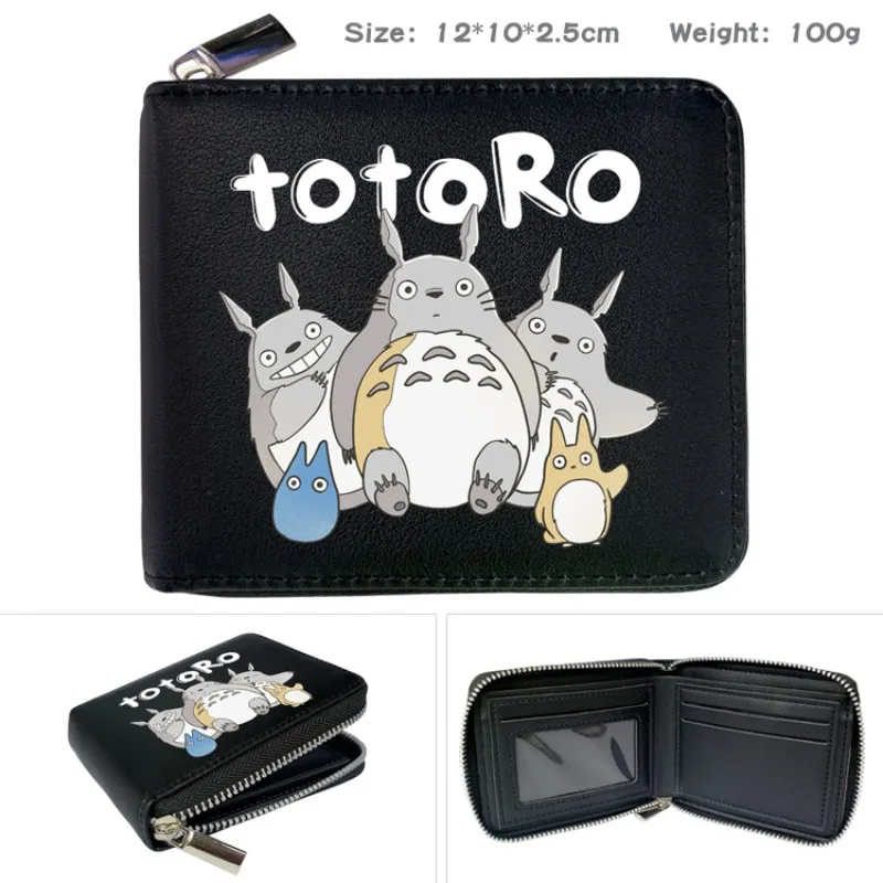 My Neighbor Totoro Anime Merch Zipper Wallet Bill Folder Printed PU Foldable Short Wallet Portable Coin Purse for Men Women