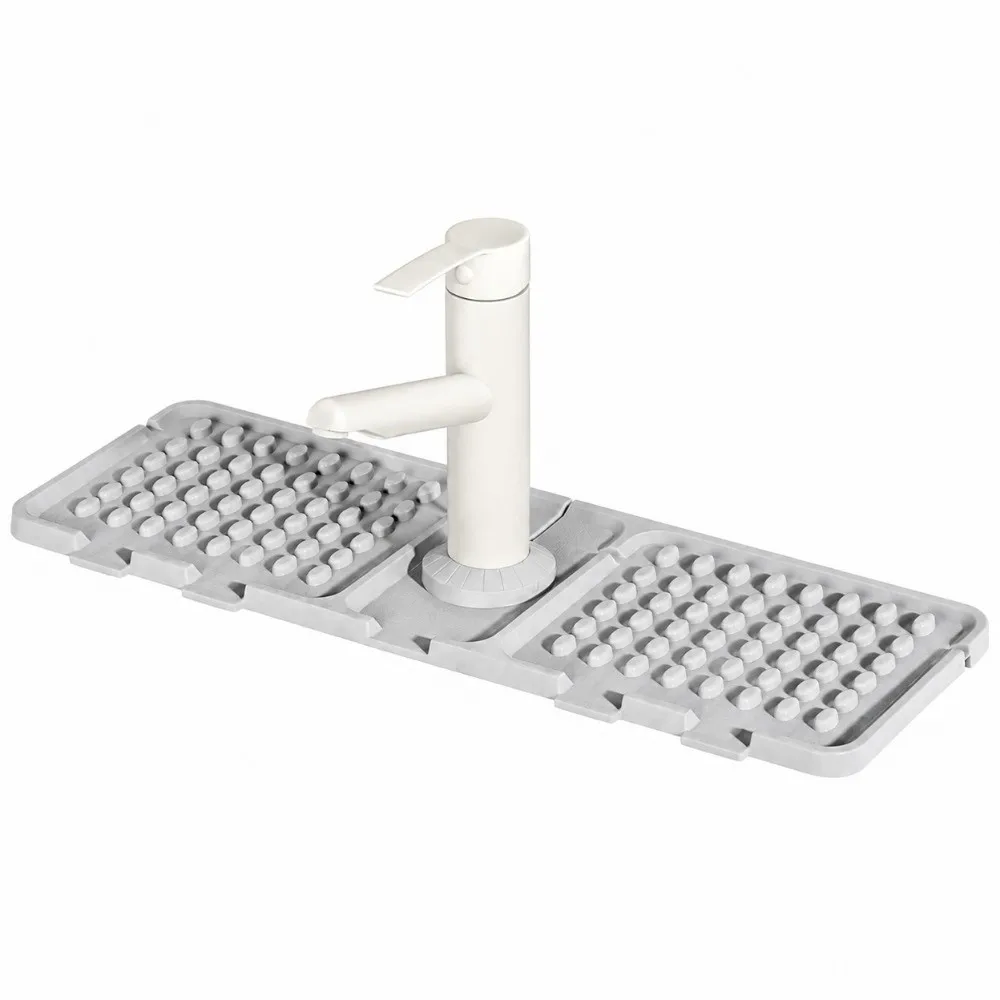 Foldable Silicone Faucet Mat Freely Cut Heat Resistant Draining Pad Adjustable Durable Splash-Proof Mat Kitchen Sink