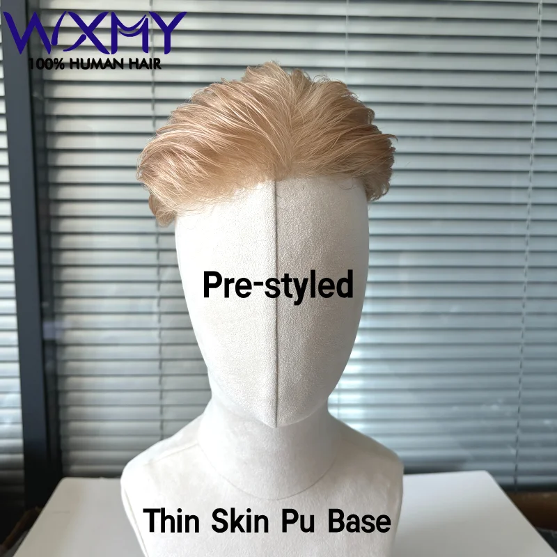 

Haircut Design 0.08mm Full Skin BaseToupee Men Hair Strong Double Knots Male Hair Prosthesis 100% Human Hair Men's Wigs Systems
